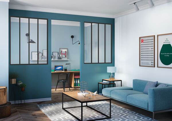 verrière standard ykario entre bureau et salon