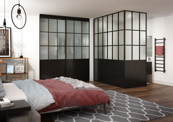 cloison d'angle brooklyn et porte de placard brooklyn ykario